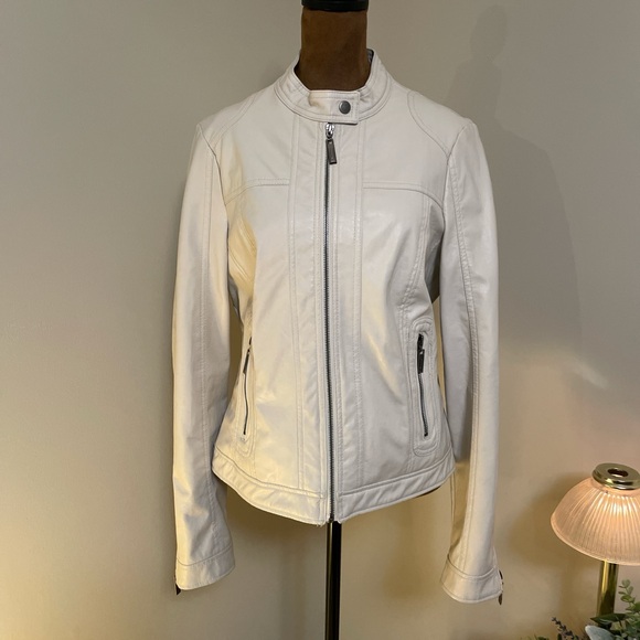 Jackets & Blazers - Women's Cream Vegan Leather Jacket
